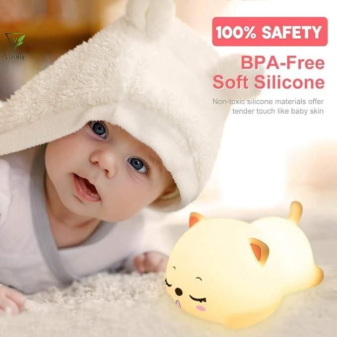 Cute Cat Silicone Night Light – Color Changing Tap Lamp for Kids & Gifts