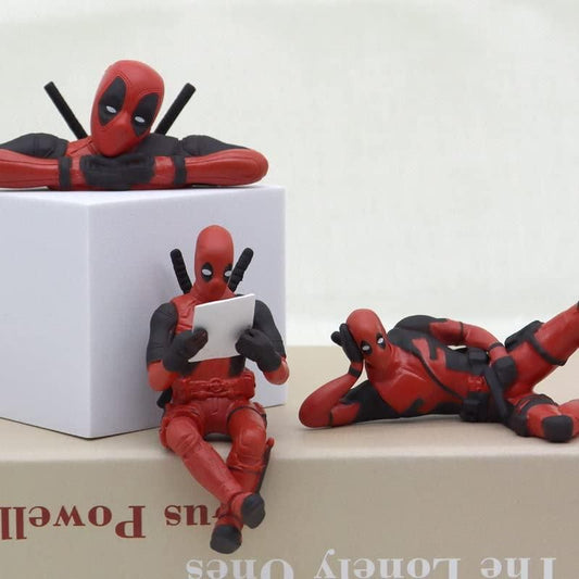Deadpool Action Figure Set 3 Miniature Collectible Statues for Desk or Car Decor