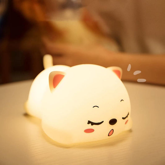 Cute Cat Silicone Night Light – Color Changing Tap Lamp for Kids & Gifts