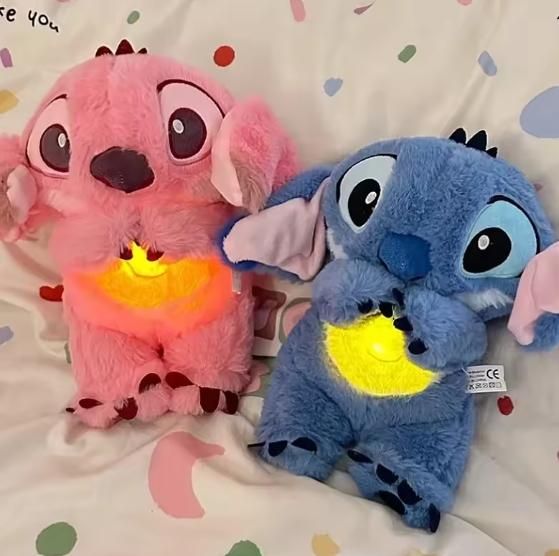 Musical Breathing Stitch Plush Doll – Glowing Heart Soft Toy for Kids & Gifts